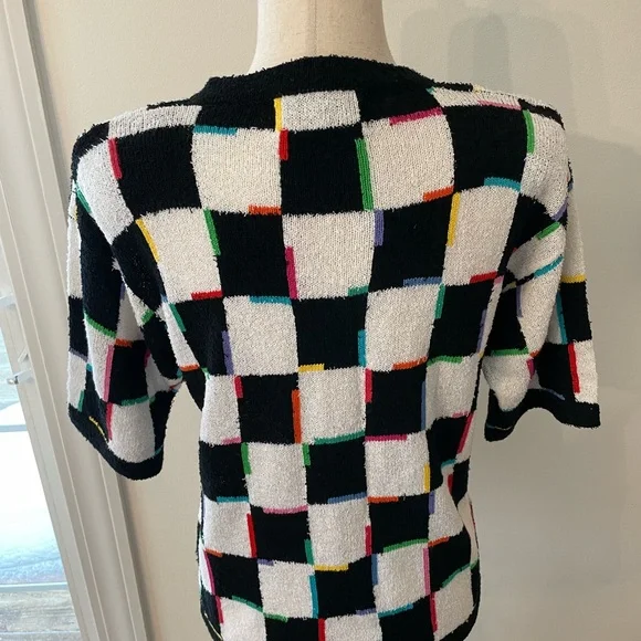 Vintage Grandma Checkerboard Colorful Sweater - Picture 9 of 15